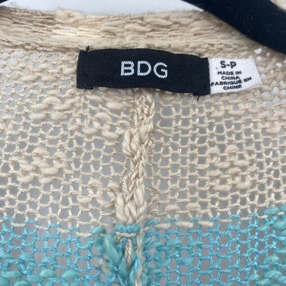 Urban Outfitters BDG Cardigan Striped Dolman Short Sleeves Cotton Beige Womens S - Picture 7 of 8